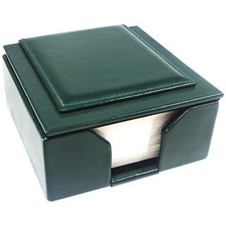 Green Leather Memo Box with 3 1/2" Square Note Pad   #W5155