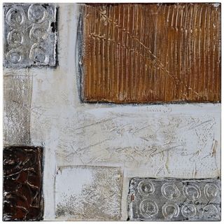 Neutral Metallic II 20" Square Abstract Wall Art   #Y2807