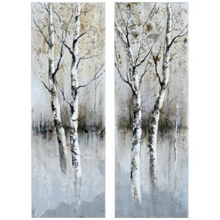 Uttermost Set of 2 Birch I, II Hand Painted Tree Wall Art   #V4033