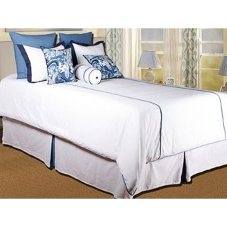 Piece White and Blue Filled Queen Bedding Set