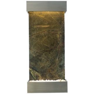 Classic 58" High Green Marble and Stainless Wall Fountain   #X9094