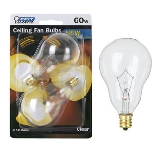 Feit 60 Watt A15 2 Pack Clear Candelabra Bulb   #92053