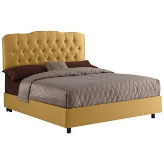 Tufted Headboard Aztec Gold Shantung Bed (King)   #P2404
