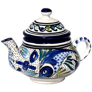 Le Souk Ceramique Aqua Fish Design Teapot   #X9952