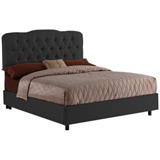 Black Shantung Tufted Bed   #N6274