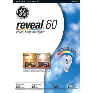 GE Reveal 4 Pack 60 Watt Light Bulbs   #29795