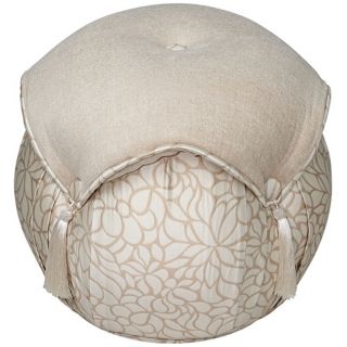 Lumina Cinnamon Tassel Round Fabric Ottoman   #U0746