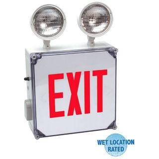 Wet Location Red Emergency Light Exit Sign   #54335