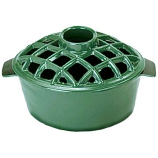 2 1/4 Quart Green Cast Iron Steamer Pot with Lattice Top   #U9292