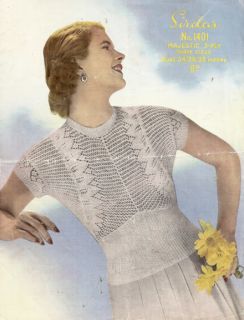 1950 Lacy Jumper Vintage Knitting Pattern 312