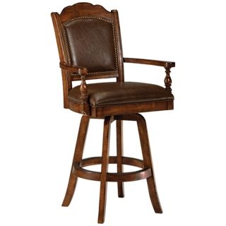 Hillsdale Nassau Swivel Leather Game 30" High Bar Stool   #N2902