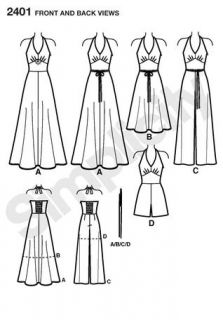 Womens Jumpsuit Romper Shorts Halter Dress Gown Sewing Pattern