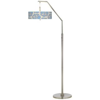 Floral Blue Silhouette Giclee Brushed Nickel Arc Floor Lamp   #H5361 T5833