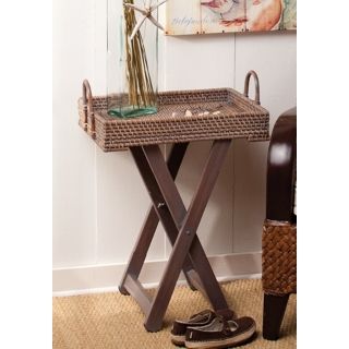 Hapao Rattan and Wood Adjustable Side Table   #U4018