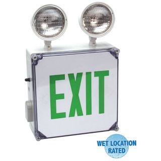 Wet Location Green Emergency Light Exit Sign   #54403