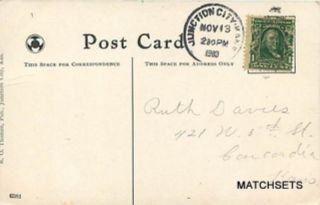 1908 Junction City Kansas Ladies Reading Club Postcard