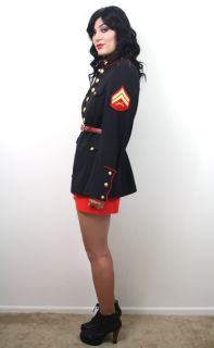 Vtg Military Marines Dress Blues Brass Button Blk Sgt Pepper Uniform