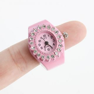 USD $ 2.99   Womens Pink Style Alloy Analog Quartz Ring Watch (Pink