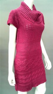 Say What Junior M Knit Tunic Knee Length Sweater Dress Pink Cap Sleeve