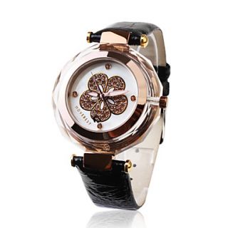 USD $ 13.87   Fashionable PC Quartz Wrist Watch with Black Leather
