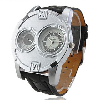 USD $ 6.79   Mens PC Quartz Wrist Sports Watch with Black Leather