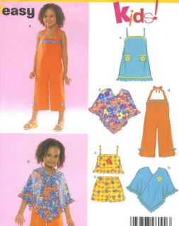Childs Girl Dress Jumpsuit Top Shorts Poncho Sewing Pattern Straps