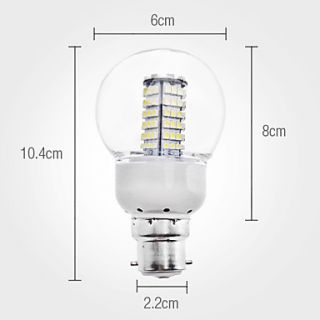 B22 5W 102x3528 SMD 400 420LM 6000 6500K Natural White Light LED Ball