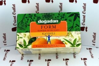 Mixed Herbal Tea with Apricot Dogadan Brand 20 Tea Bags 40 GRS