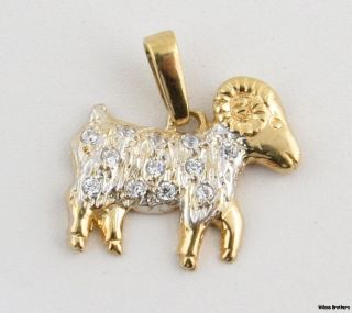 High Karat CZ Encrusted Ram Pendant   18k Yellow Gold Bighorn Sheep