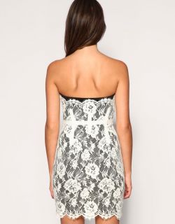 Karen Millen New Black White Lace Corset Dress Size 12