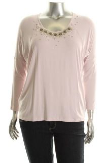 Karen Kane New Pink Dolman Sleeve Embellished Shirt Knit Top Plus 1x