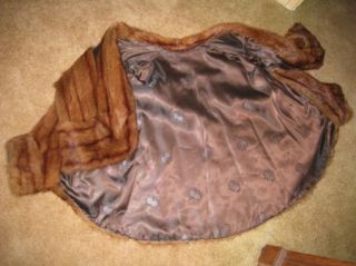 Vintage Ladies Mink Fur Short Open Swing Jacket Red Brown Lined 51K