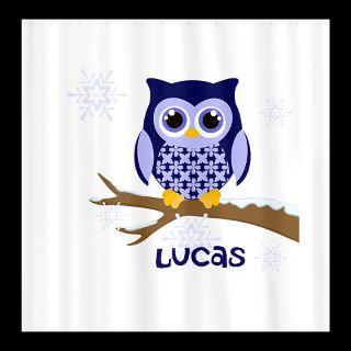 Blue Gifts  Blue Bathroom  Custom name winter owl blue Shower