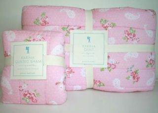 Pottery Barn Kids Karina Quilt Quilted Sham Sheet Set Twin Pink 5pc