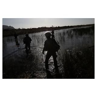 Army 101st Airborne Patrols Through Rivers An Poster