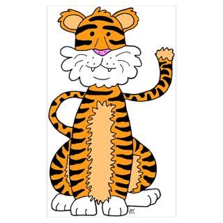 Wall Art  Posters  Orange Cartoon Tiger Poster