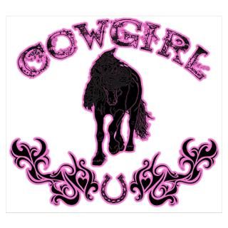 Wall Art  Posters  Pink Ornate Cowgirl Friesian