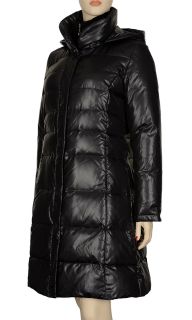 Quilted Puffer Down Coat Small Removable Hoodie Donna Karan New York
