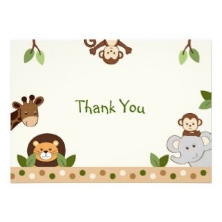Monkey Jungle Animal Flat Thank You Note Cards Invites