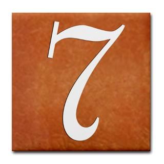 Look No 7 House Number Tile Coaster  Terra Cotta Look House Number