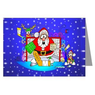 Santa Netminder Greeting Card  Order Hockey Holiday Cards  TOONS