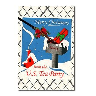 Tea Party Christmas Postcards (Package of 8)  NEW Vintage Xmas