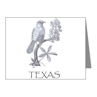 Bird Note Cards  Texas Mockingbird/Bluebonnet Note Cards (Pk of 10