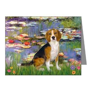 Gifts  Note Cards  Beagle in Monets Lilies Note Cards (Pk of 10)