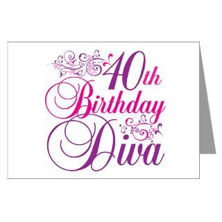 Greeting Cards  40th Birthday Diva Greeting Cards (Pk of 10