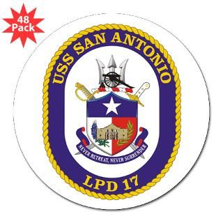USS San Antonio LPD 17 Round Sticker for $30.00