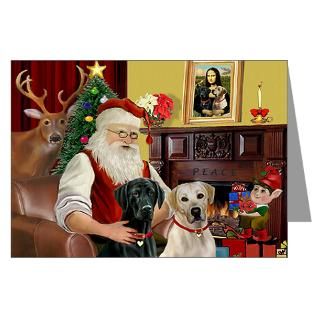 Greeting Cards  Santas 2 Labs (Y+B) Greeting Cards (Pk of 20