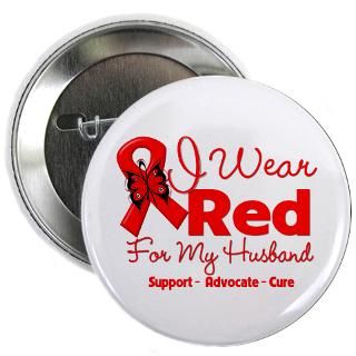 Aids Gifts  Aids Buttons  Husband Red Ribbon 2.25 Button
