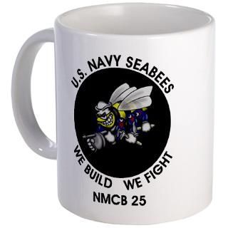 Navy Gifts  Navy Drinkware  NMCB 25 US Navy Seabees Mug