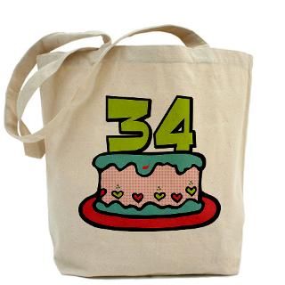 34 Gifts  34 Bags  34 Year Old Birthday Cake Tote Bag